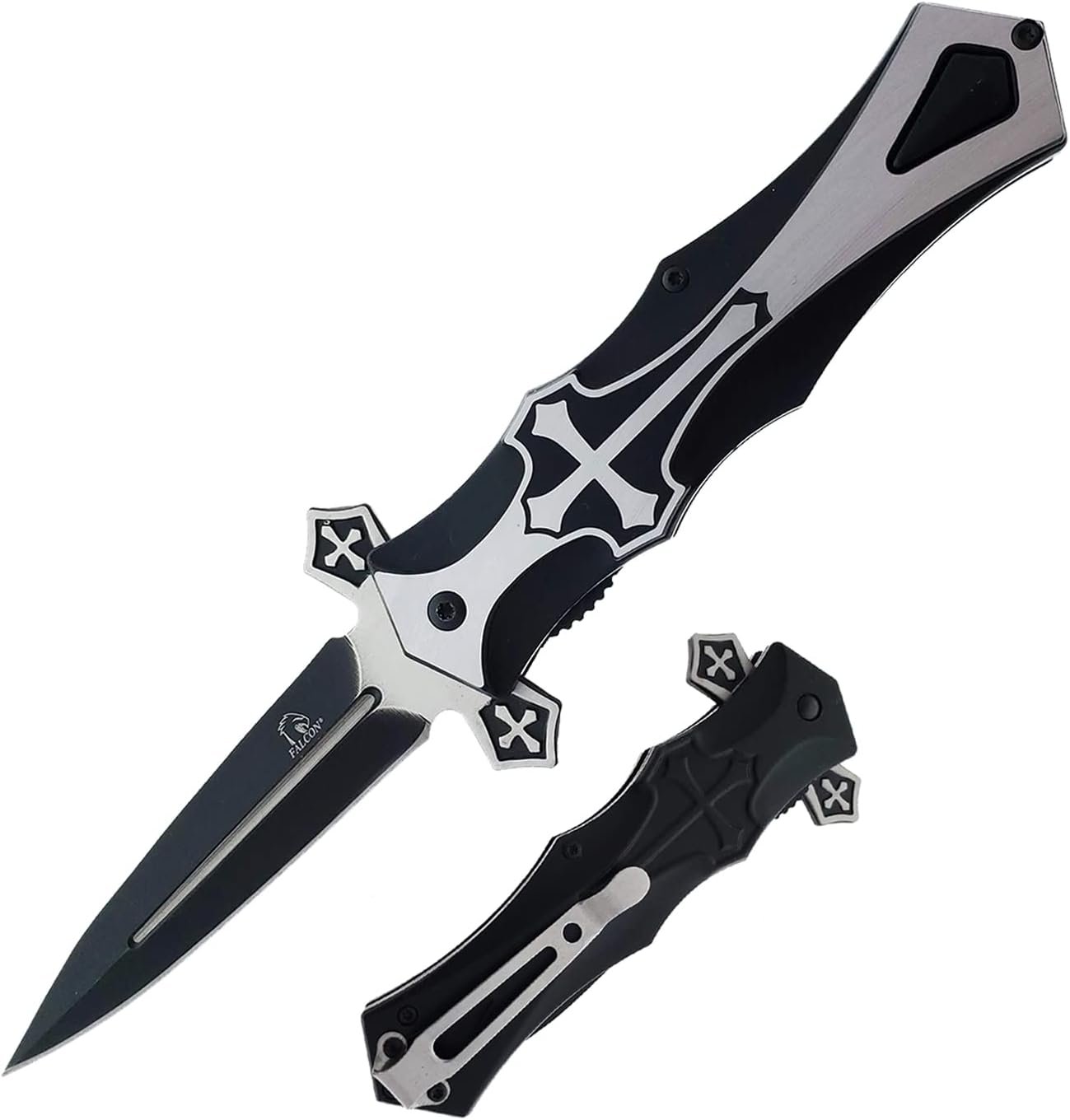 Tac Force stainless steel Dagger Style Folding Knife, Black